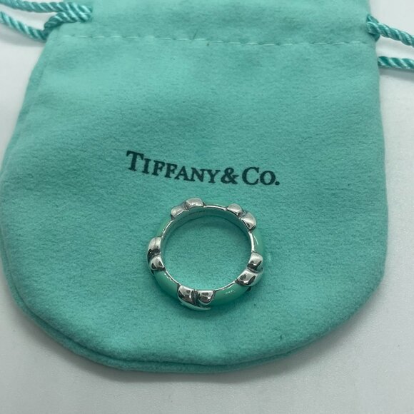 Tiffany & Co. Blue Enamel Signature X Band Ring Size 5 - Picture 9 of 12